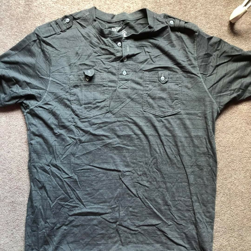Mens Blue Sol Henley Style T-shirt